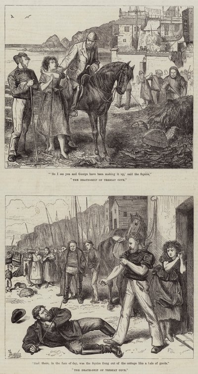 Illustraties voor Het Doodschip van Trescat Cove door Frederick Barnard
